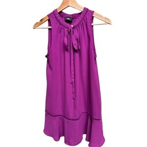 Mossimo Womens Tie Neck Sleeveless Blouse Top S Magenta Work Babydoll Y2K Resort